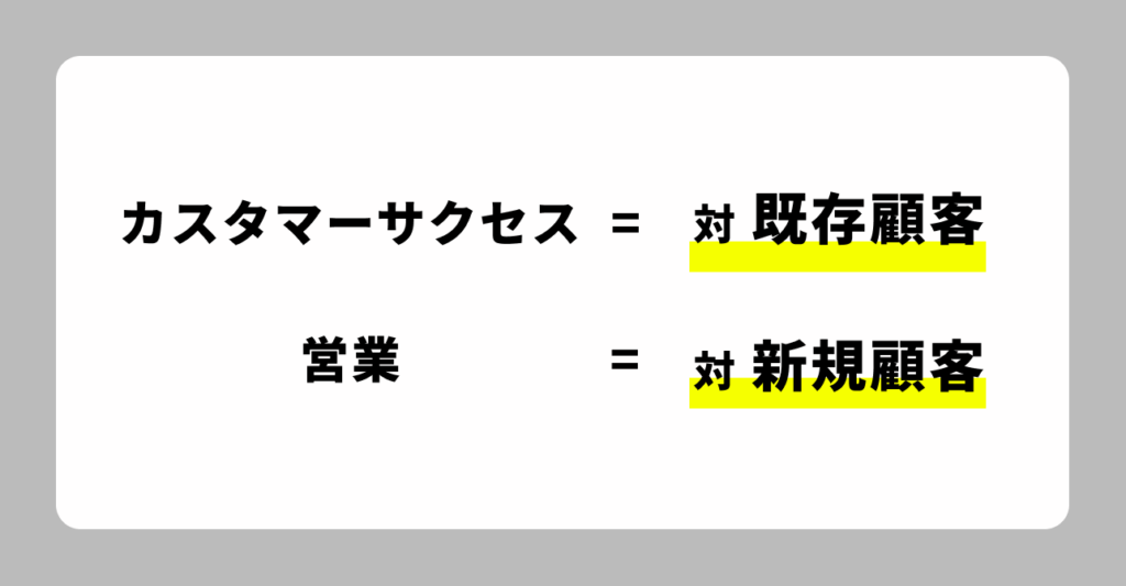 営業とカスタマーサクセスの大きな違い既存顧客と新規顧客の
