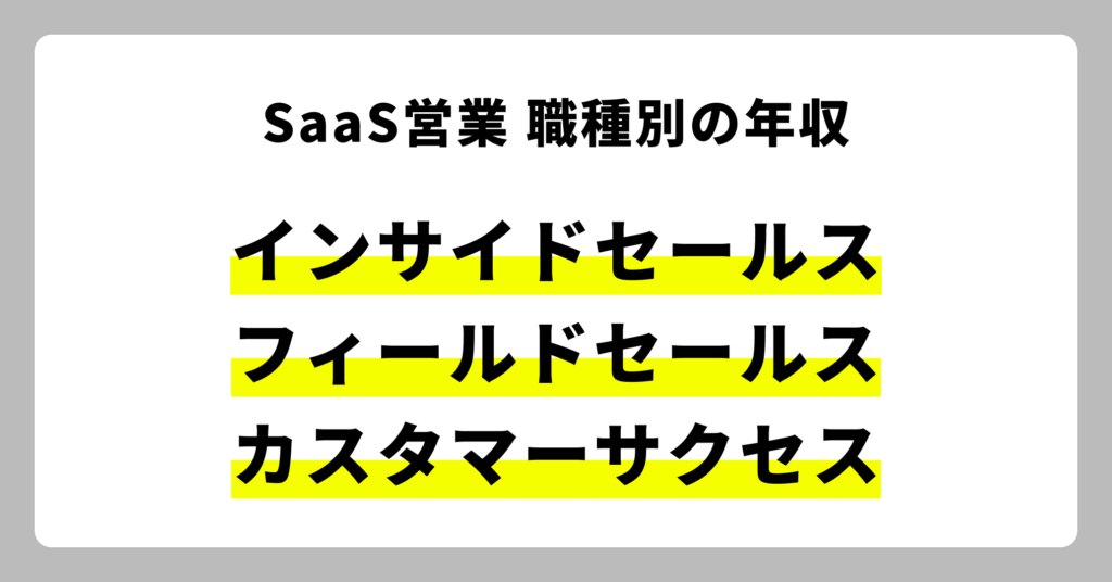 SaaS営業の職種別の年収